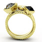 TK1417 - IP Gold(Ion Plating) Stainless Steel Ring with Top Grade Crystal  in Jet-2