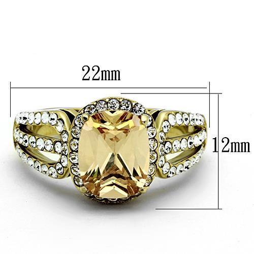 TK1418 - IP Gold(Ion Plating) Stainless Steel Ring with AAA Grade CZ  in Champagne-1