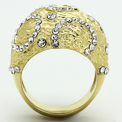 TK1419 - IP Gold(Ion Plating) Stainless Steel Ring with Top Grade Crystal  in Clear-2