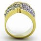 TK1420 - IP Gold(Ion Plating) Stainless Steel Ring with Top Grade Crystal  in Multi Color-2