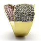 TK1420 - IP Gold(Ion Plating) Stainless Steel Ring with Top Grade Crystal  in Multi Color-3