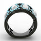 TK1421 - IP Black(Ion Plating) Stainless Steel Ring with Precious Stone Conch in White-2