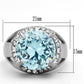 TK1423 - High polished (no plating) Stainless Steel Ring with AAA Grade CZ  in Sea Blue-1