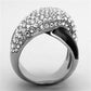 TK1427 - High polished (no plating) Stainless Steel Ring with Top Grade Crystal  in Clear-2