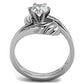 TK1429 - High polished (no plating) Stainless Steel Ring with AAA Grade CZ  in Clear-2