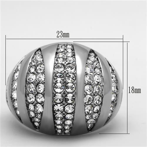 TK1430 - High polished (no plating) Stainless Steel Ring with Top Grade Crystal  in Clear-1