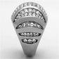 TK1430 - High polished (no plating) Stainless Steel Ring with Top Grade Crystal  in Clear-3