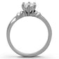TK1431 - High polished (no plating) Stainless Steel Ring with AAA Grade CZ  in Clear-2