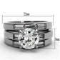 TK1436 - High polished (no plating) Stainless Steel Ring with AAA Grade CZ  in Clear-1