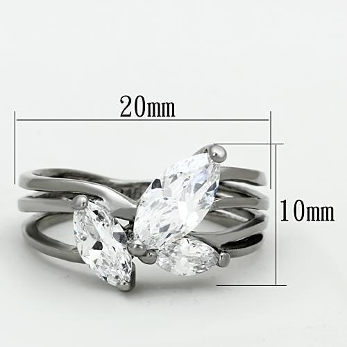 TK1445 - High polished (no plating) Stainless Steel Ring with AAA Grade CZ  in Clear-1