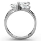 TK1445 - High polished (no plating) Stainless Steel Ring with AAA Grade CZ  in Clear-2