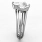 TK1445 - High polished (no plating) Stainless Steel Ring with AAA Grade CZ  in Clear-3