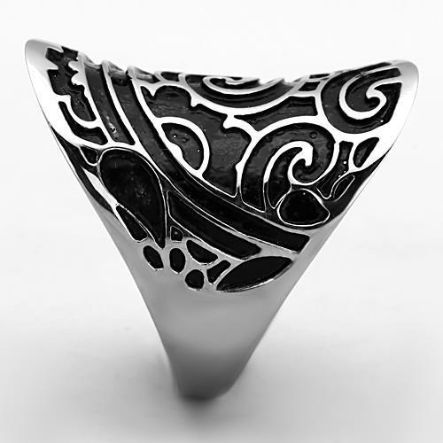 TK1448 - High polished (no plating) Stainless Steel Ring with Epoxy  in Jet-3