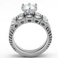 TK1450 - High polished (no plating) Stainless Steel Ring with AAA Grade CZ  in Clear-2