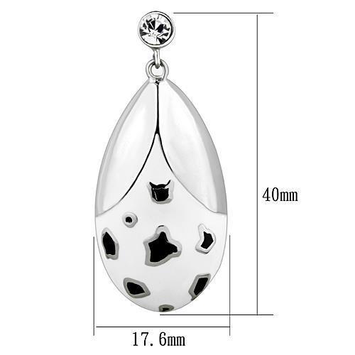 TK1462 - High polished (no plating) Stainless Steel Earrings with Top Grade Crystal  in Clear-1