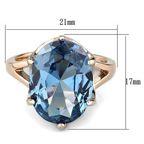 TK1484 - IP Rose Gold(Ion Plating) Stainless Steel Ring with Synthetic Spinel in London Blue-1