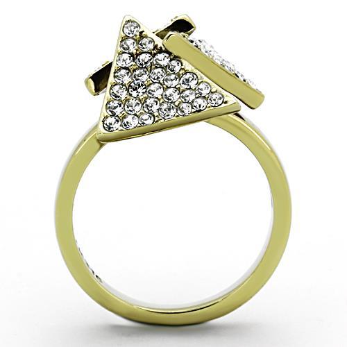 TK1485 - IP Gold(Ion Plating) Stainless Steel Ring with Top Grade Crystal  in Clear-2
