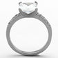 TK1486 - High polished (no plating) Stainless Steel Ring with AAA Grade CZ  in Clear-2