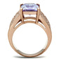 TK1490 - IP Rose Gold(Ion Plating) Stainless Steel Ring with AAA Grade CZ  in Light Amethyst-2