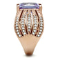 TK1490 - IP Rose Gold(Ion Plating) Stainless Steel Ring with AAA Grade CZ  in Light Amethyst-3