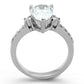 TK1493 - High polished (no plating) Stainless Steel Ring with AAA Grade CZ  in Clear-2