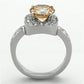 TK1495 - High polished (no plating) Stainless Steel Ring with AAA Grade CZ  in Champagne-2