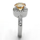 TK1495 - High polished (no plating) Stainless Steel Ring with AAA Grade CZ  in Champagne-3