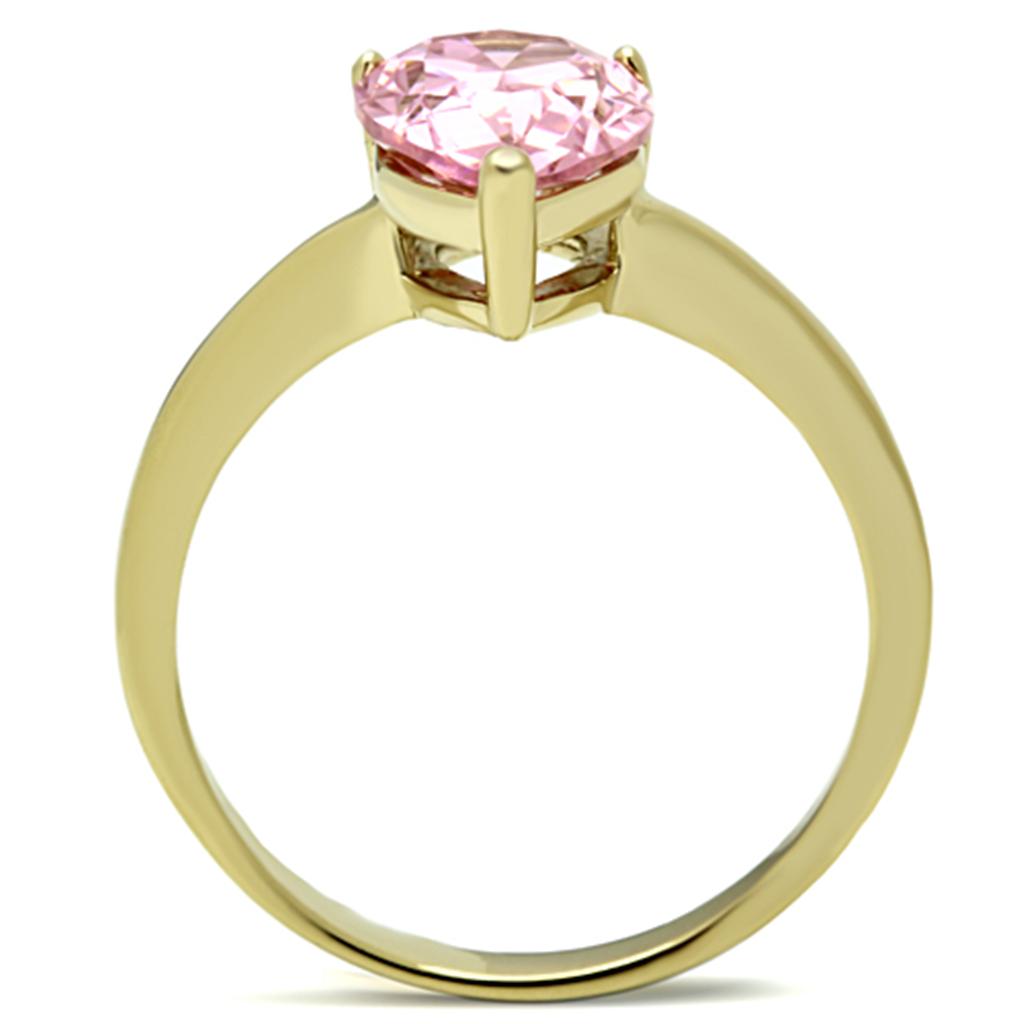 TK1508 - IP Gold(Ion Plating) Stainless Steel Ring with AAA Grade CZ  in Rose-2