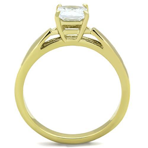 TK1511 - IP Gold(Ion Plating) Stainless Steel Ring with AAA Grade CZ  in Clear-2