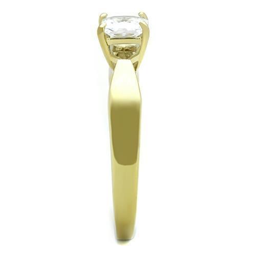 TK1511 - IP Gold(Ion Plating) Stainless Steel Ring with AAA Grade CZ  in Clear-3