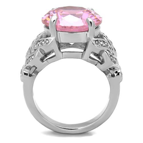 TK1512 - High polished (no plating) Stainless Steel Ring with AAA Grade CZ  in Rose-2