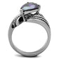 TK1515 - High polished (no plating) Stainless Steel Ring with AAA Grade CZ  in Amethyst-2