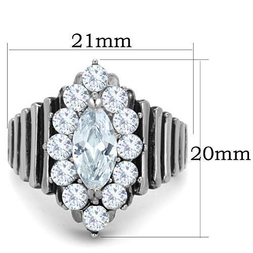 TK1517 - High polished (no plating) Stainless Steel Ring with AAA Grade CZ  in Clear-1