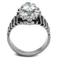 TK1517 - High polished (no plating) Stainless Steel Ring with AAA Grade CZ  in Clear-2