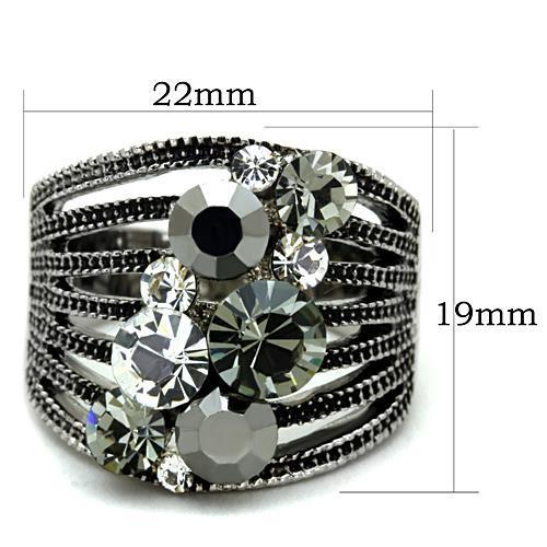 TK1521 - High polished (no plating) Stainless Steel Ring with Top Grade Crystal  in Black Diamond-1