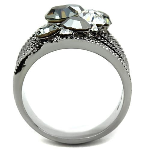 TK1521 - High polished (no plating) Stainless Steel Ring with Top Grade Crystal  in Black Diamond-2