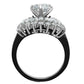 TK1523 - Two-Tone IP Black Stainless Steel Ring with AAA Grade CZ  in Clear-2