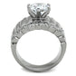 TK1524 - High polished (no plating) Stainless Steel Ring with AAA Grade CZ  in Clear-2