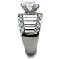 TK1524 - High polished (no plating) Stainless Steel Ring with AAA Grade CZ  in Clear-3