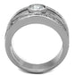 TK1525 - High polished (no plating) Stainless Steel Ring with AAA Grade CZ  in Clear-2
