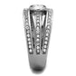 TK1525 - High polished (no plating) Stainless Steel Ring with AAA Grade CZ  in Clear-3