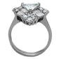 TK1527 - High polished (no plating) Stainless Steel Ring with AAA Grade CZ  in Clear-2