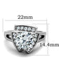 TK1528 - High polished (no plating) Stainless Steel Ring with AAA Grade CZ  in Clear-1
