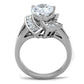TK1528 - High polished (no plating) Stainless Steel Ring with AAA Grade CZ  in Clear-2