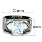 TK1530 - High polished (no plating) Stainless Steel Ring with AAA Grade CZ  in Clear-1