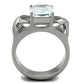 TK1530 - High polished (no plating) Stainless Steel Ring with AAA Grade CZ  in Clear-2