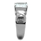 TK1530 - High polished (no plating) Stainless Steel Ring with AAA Grade CZ  in Clear-3