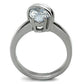 TK1531 - High polished (no plating) Stainless Steel Ring with AAA Grade CZ  in Clear-2