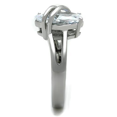 TK1531 - High polished (no plating) Stainless Steel Ring with AAA Grade CZ  in Clear-3