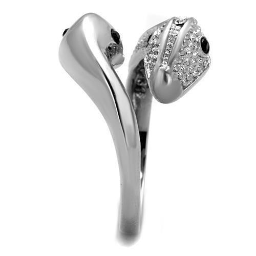 TK1532 - High polished (no plating) Stainless Steel Ring with Top Grade Crystal  in Jet-3